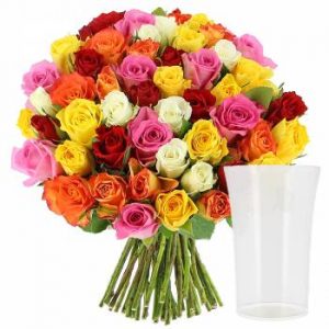 bouquet de roses multicolores